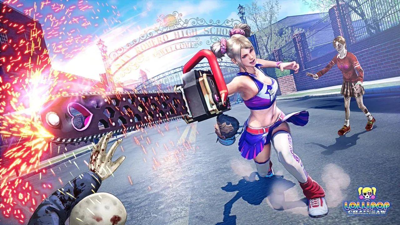 Lollipop Chainsaw RePop Cheerleader Edition statue and items