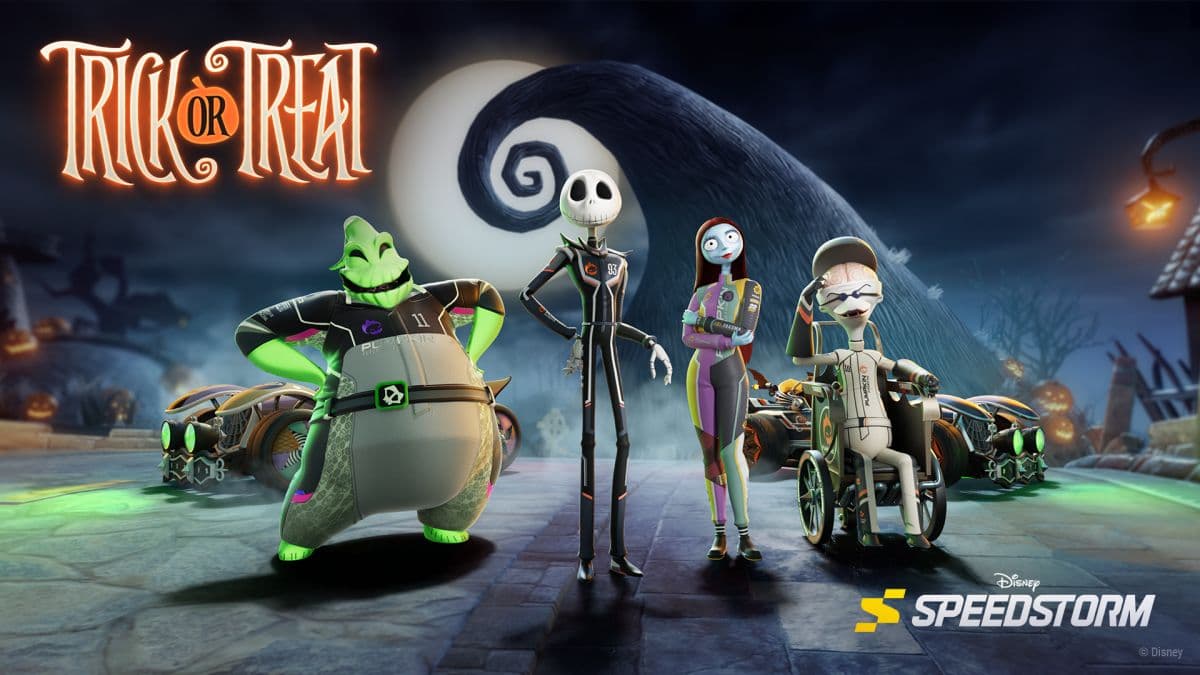 Jack Skellington racing in Disney Speedstorm Halloween Town